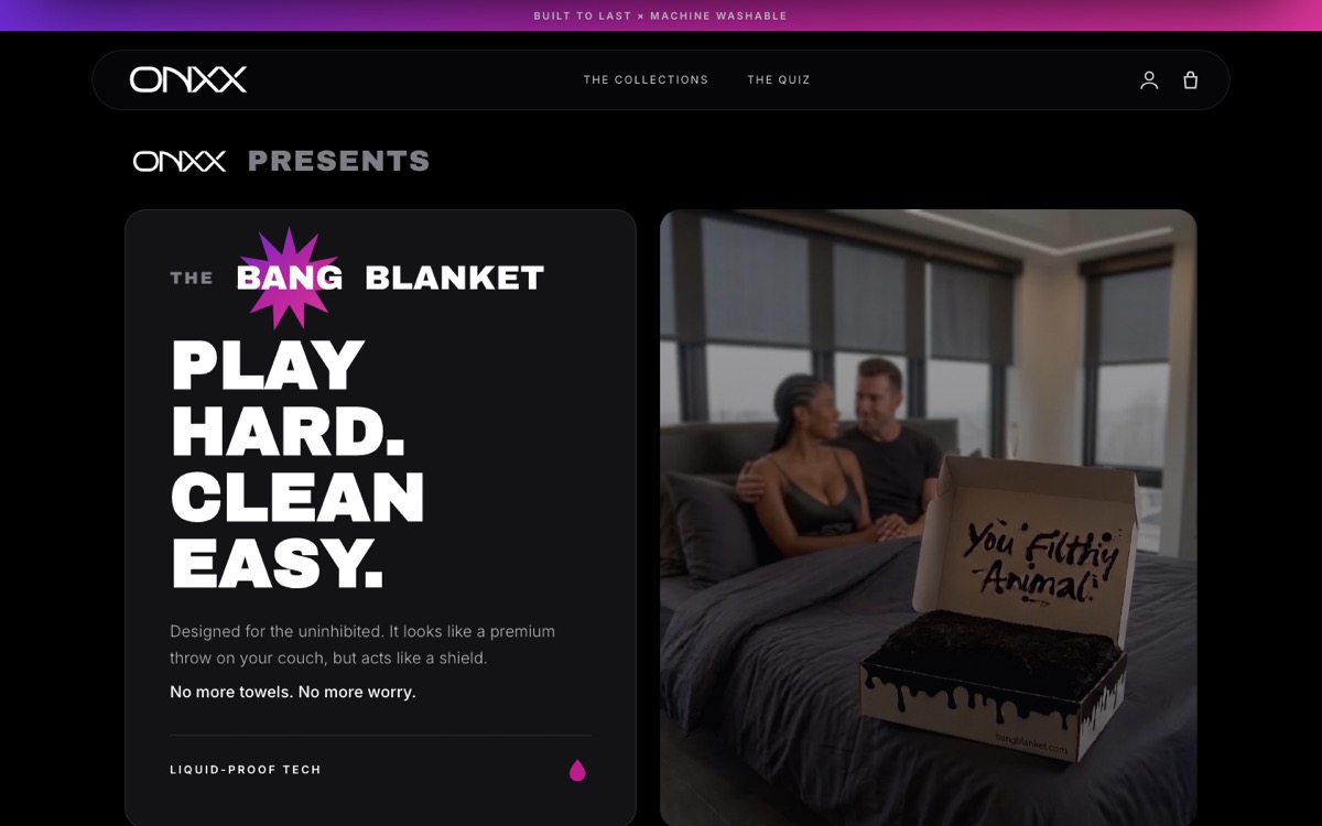 Bang Blanket by ONXX website preview